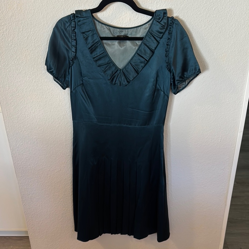 Tocca Blue Puff Sleeve V-Neck Sundress